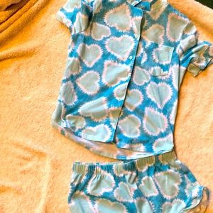 Teal heart 2 piece Pajama set for girls